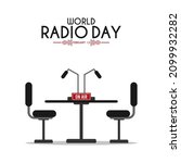 World radio day. 4 February. On air. Poster or banner. Flat design vector illustration.