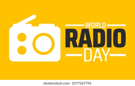World Radio Day background banner or poster design template. observed every year in February. Holiday concept. Use to any Template, card, poster, placard, template.