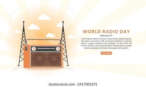 World Radio Day background with an old orange radio
