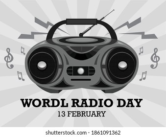 World Radio Day Background Vector