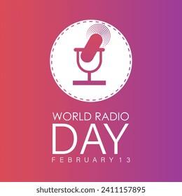 World Radio Day celebrated every year on 13th February. Vector banner, flyer, poster and social medial template design.