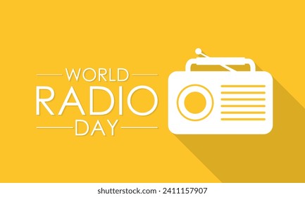 World Radio Day celebrated every year on 13th February. Vector banner, flyer, poster and social medial template design.