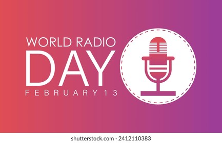 World Radio Day celebrated every year on 13th February. Vector banner, flyer, poster and social medial template design.