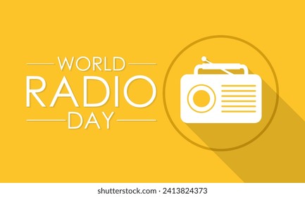 World Radio Day celebrated every year on 13th February. Vector banner, flyer, poster and social medial template design.
