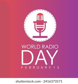 World Radio Day celebrated every year on 13th February. Vector banner, flyer, poster and social medial template design.