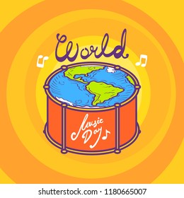 World radio day concept background. Hand drawn illustration of world radio day vector concept background for web design