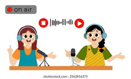 world radio day. World Radio Day concept vector Illustration idea for landing page template. little kids illustration vecator graphic of radio announcer is broadcasting live, perfect for international