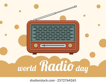 World Radio Day concept vector illustration in retro style
