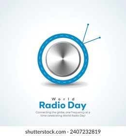 World radio day creative ads design. February 13 Radio Day social media poster vector 3D illustration. 