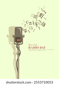 World Radio Day Creative concept background. World Radio Day design for social media posts. 3D Vector Illustration.