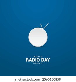 World Radio Day creative concept. vintage radio, Radio day design for banner, poster 3d Illustration.