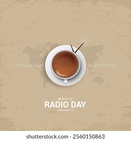 World Radio Day creative concept. vintage radio, Radio day design for banner, poster 3d Illustration.