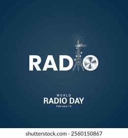 World Radio Day creative concept. vintage radio, Radio day design for banner, poster 3d Illustration.