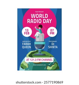 World Radio Day Creative concept background. World Radio Day design for social media posts. Vector Illustration.