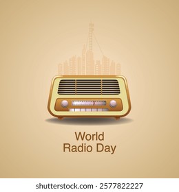 World Radio Day Creative concept background. World Radio Day design for social media posts. 3D Vector Illustration.