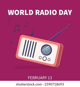 World Radio Day Creative concept background. World Radio Day design for social media posts. 3D Vector Illustration.