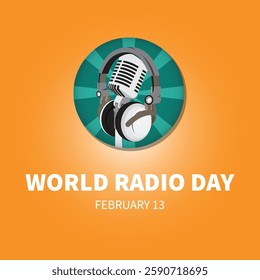 World Radio Day Creative concept background. World Radio Day design for social media posts. 3D Vector Illustration.