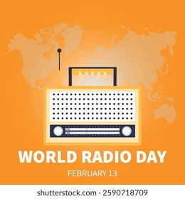 World Radio Day Creative concept background. World Radio Day design for social media posts. 3D Vector Illustration.