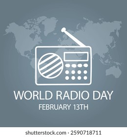 World Radio Day Creative concept background. World Radio Day design for social media posts. 3D Vector Illustration.