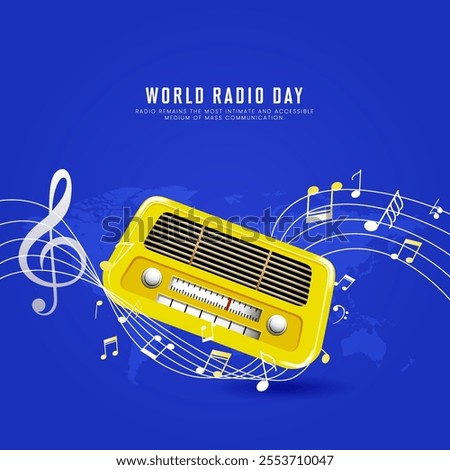 World Radio Day Creative concept background. World Radio Day design for social media posts. 3D Vector Illustration.