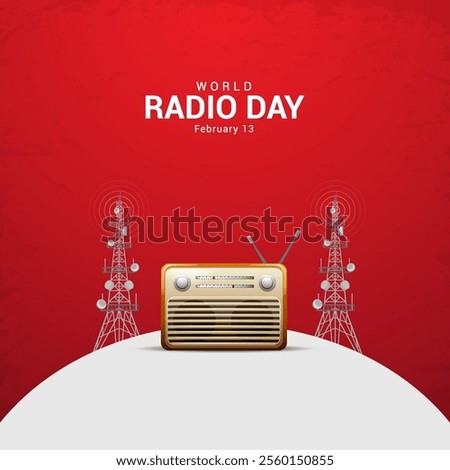 World Radio Day creative concept. vintage radio, Radio day design for banner, poster 3d Illustration.