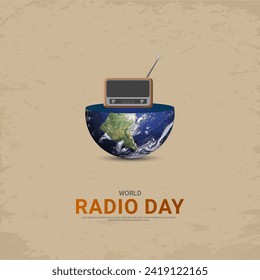 World Radio Day creative design for social media banner, poster 3D Illustration