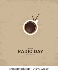 World Radio Day creative design for social media banner, poster 3D Illustration
