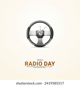 World Radio Day creative design for social media banner, poster 3D Illustration
