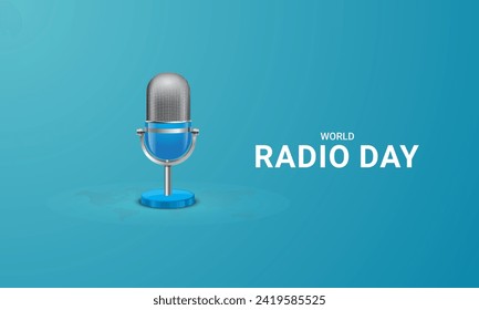 World Radio Day creative design for social media banner, poster 3D Illustration