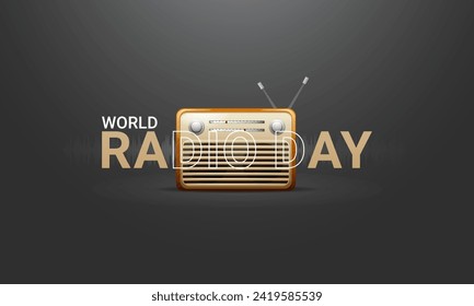 World Radio Day creative design for social media banner, poster 3D Illustration