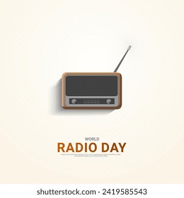 World Radio Day creative design for social media banner, poster 3D Illustration