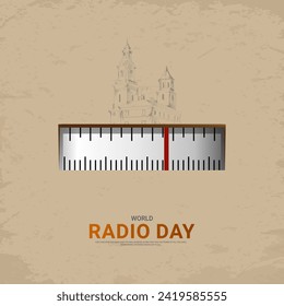 World Radio Day creative design for social media banner, poster 3D Illustration