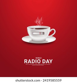 World Radio Day creative design for social media banner, poster 3D Illustration