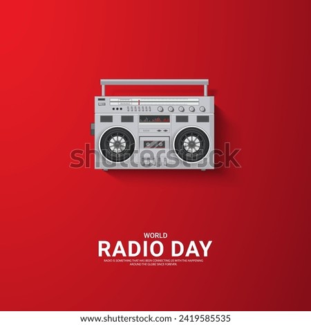 World Radio Day creative design for social media banner, poster 3D Illustration