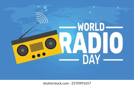 World Radio Day. February 13 background template. Perfect for banners, cards, posters, social media. Vector design with text inscription and classic color for a professional look