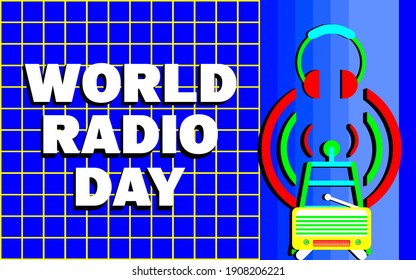 Ilustración del vector de diseño plano del Día Mundial de la Radio 