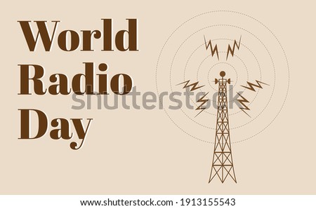 World Radio Day flat design vector illustration of radio tower.