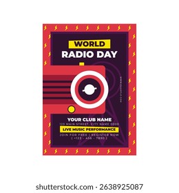 World radio day flyer poster template design