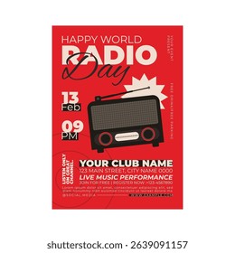 World radio day flyer poster template design