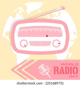 World radio day greeting card. Suitable for radio day's event