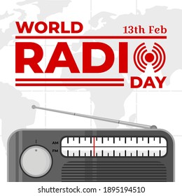 world radio day greeting vector. event vector illustration.