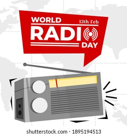 world radio day greeting vector. event vector illustration.