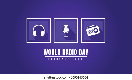 World radio day with headphone, microphone and radio icon. good template for world radio day design.