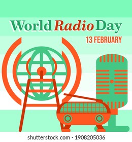 World Radio Day on February 13 Vector Design