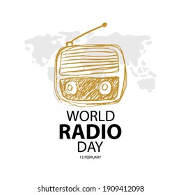 World radio day  poster concept. February 13.