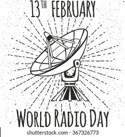 World Radio Day poster with SAT in flat design