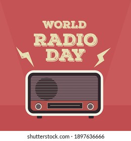 World radio day poster square illustration vector