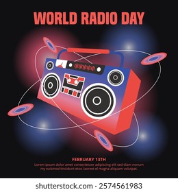 World Radio Day with a retro radio color