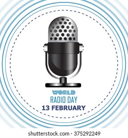 World Radio Day. Retro microphone. Vector illustration