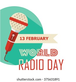 World Radio Day. Retro microphone. Vector illustration